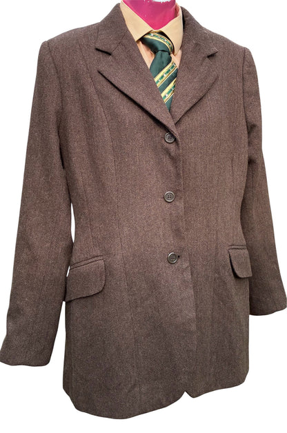 Ladies Dublin Brown houndstooth tweed hacking/show jacket size 14/38”
