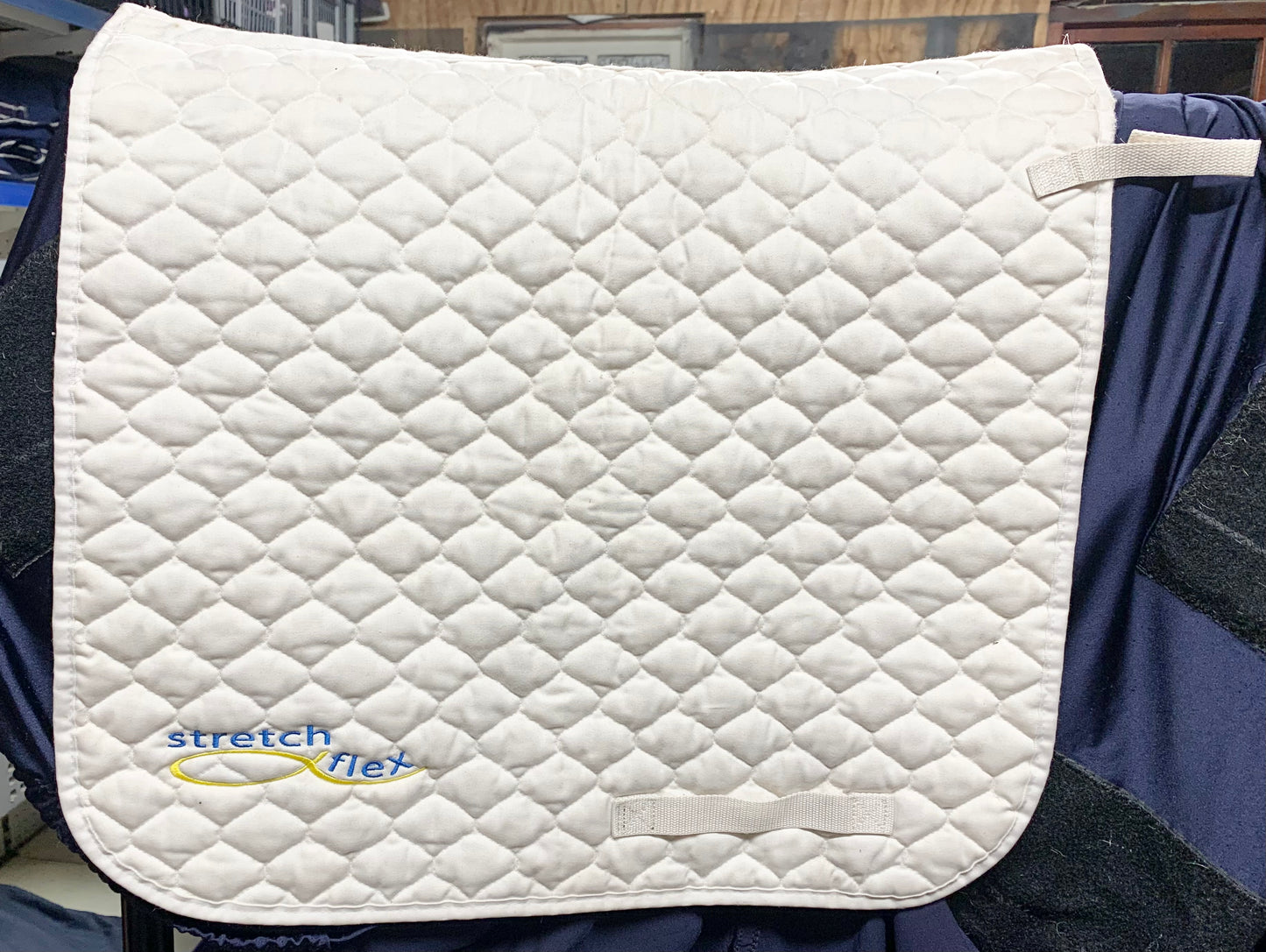 White stretch flex dressage saddle pad size full