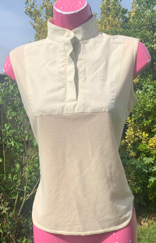 teque-style pale yellow sleevless show shirt size 12