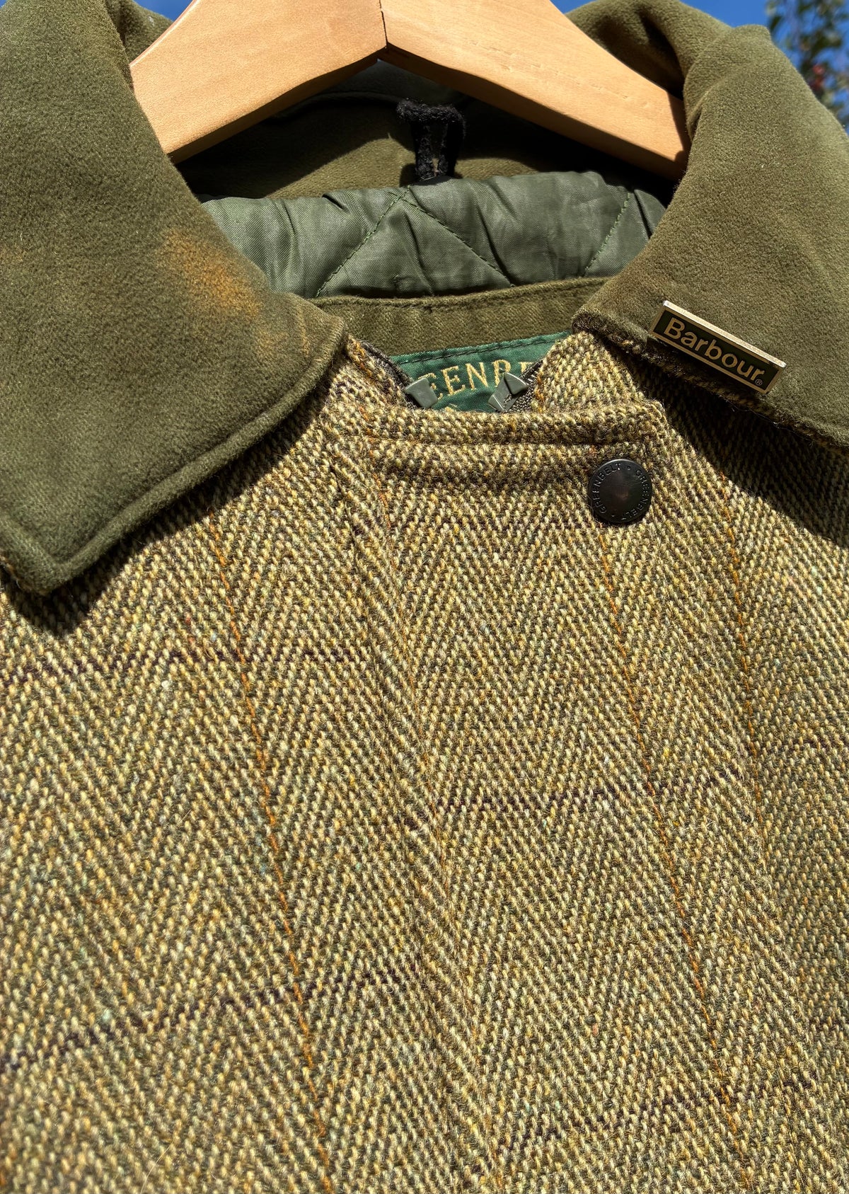 Ladies size 16 green belt tweed country field jacket