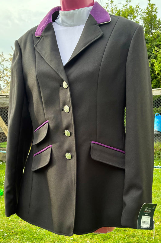 New with tag Shires Henley Ladies Competition show Jacket - Black/Purple size 36” (8/10)