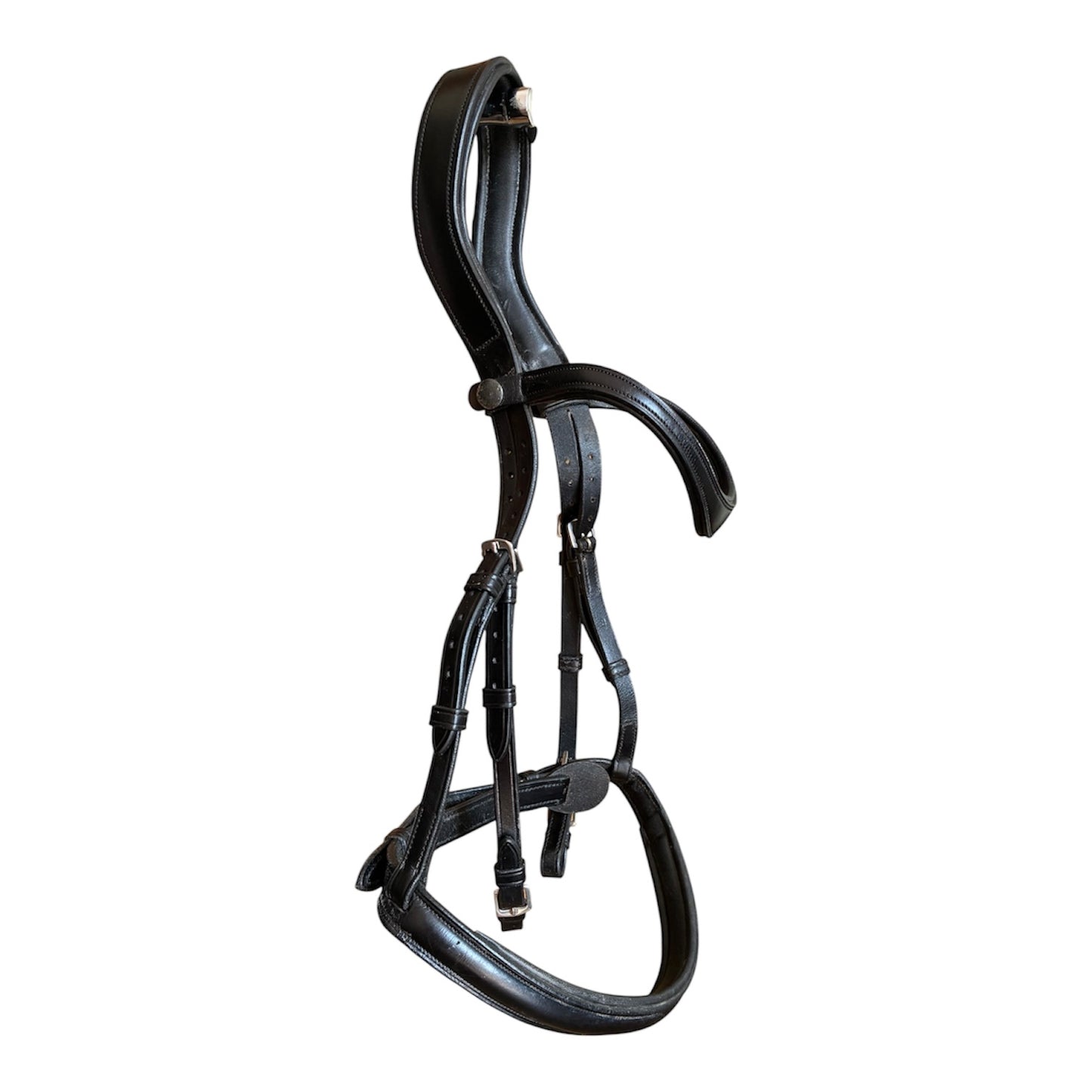 Exceptionally butter-soft Italian leather handmade black Saturn bridle by the Horsemanship saddlery