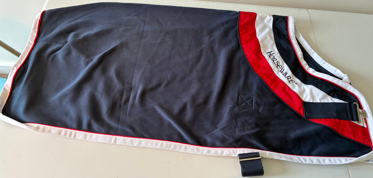 New with tag Horseware Rambo Fashion Cooler - Navy/Red/White 2’6”