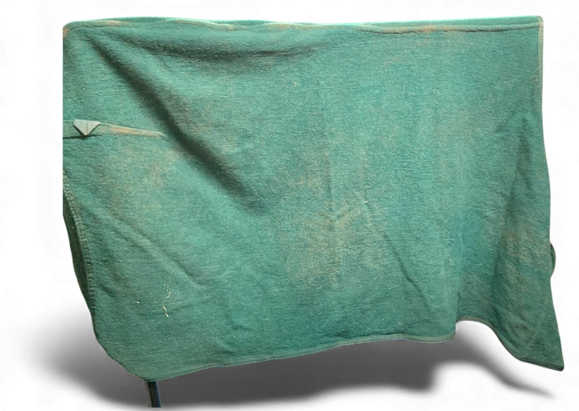 6’0” heavy wool rug with leather straps and brass buckles