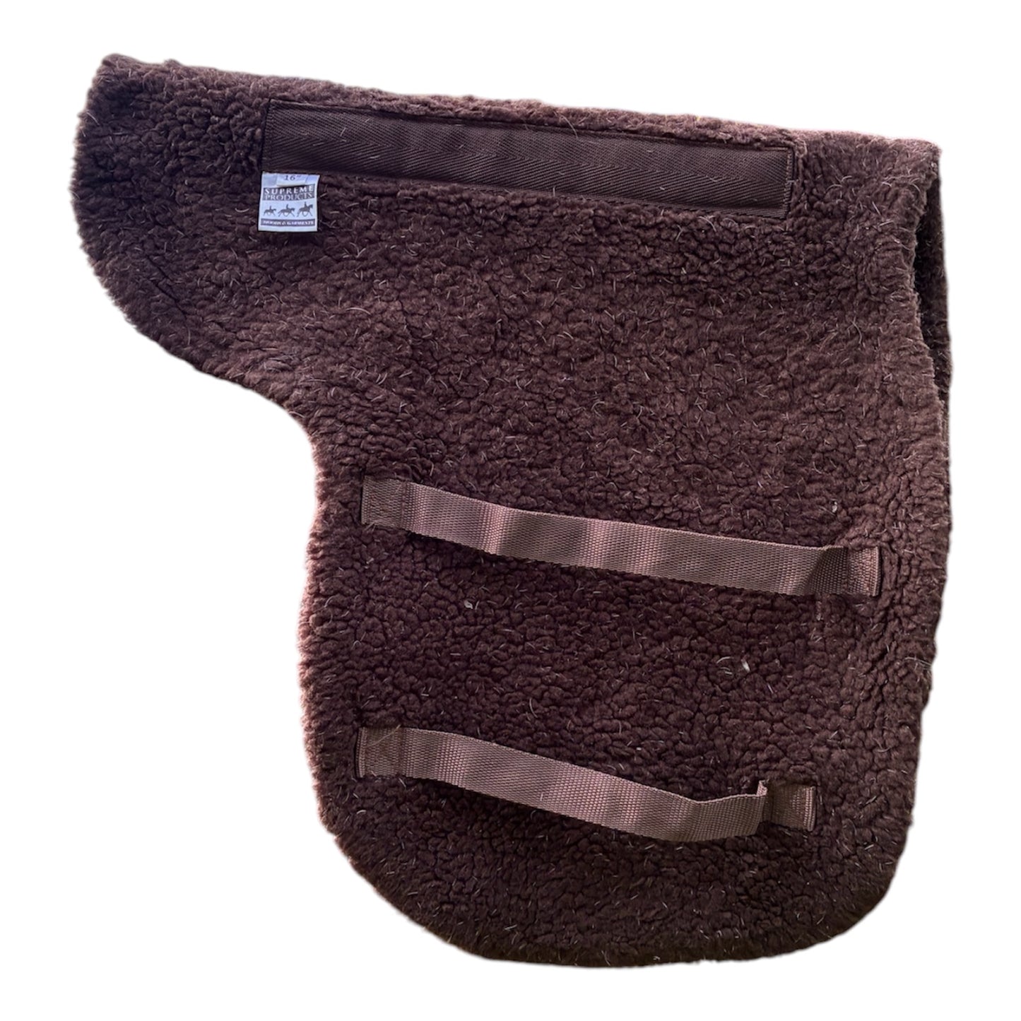 Supreme products 16” straight cut fleece numnah - brown