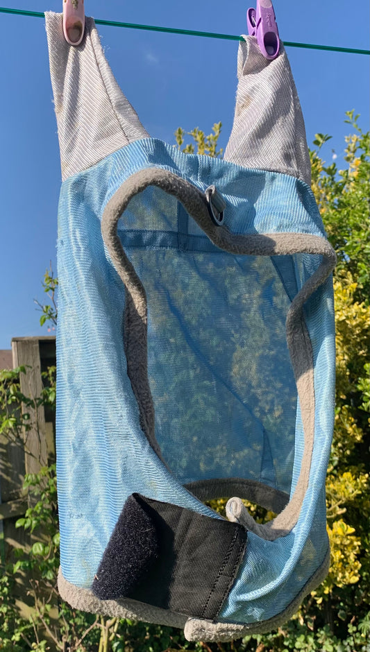 Blue soft mesh cob size fly mask