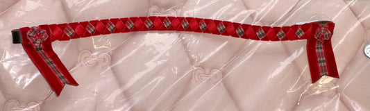 14”/pony size red/green tartan velvet Christmas browband