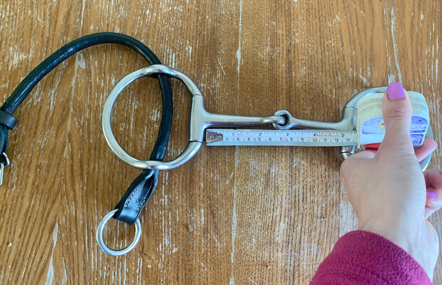 5” Cheltenham Running Gag Bit with one English Leather Cheek