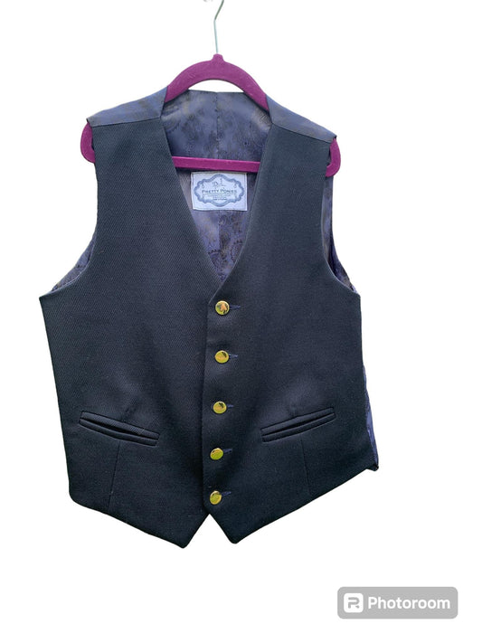 Pretty ponies wool mix navy waistcoat