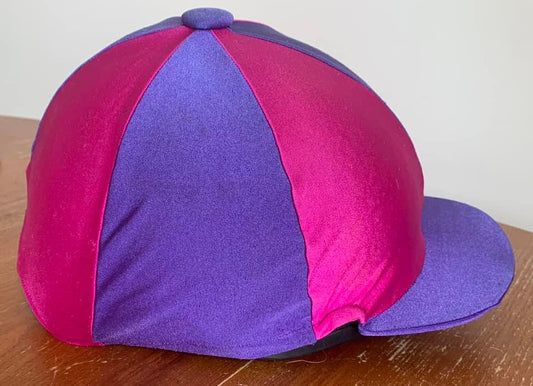 Pink and purple Lycra hat cover