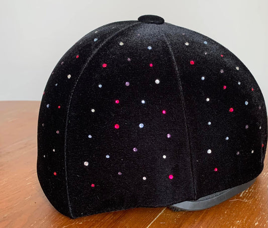 Black with diamanté velvet hat silk no peak