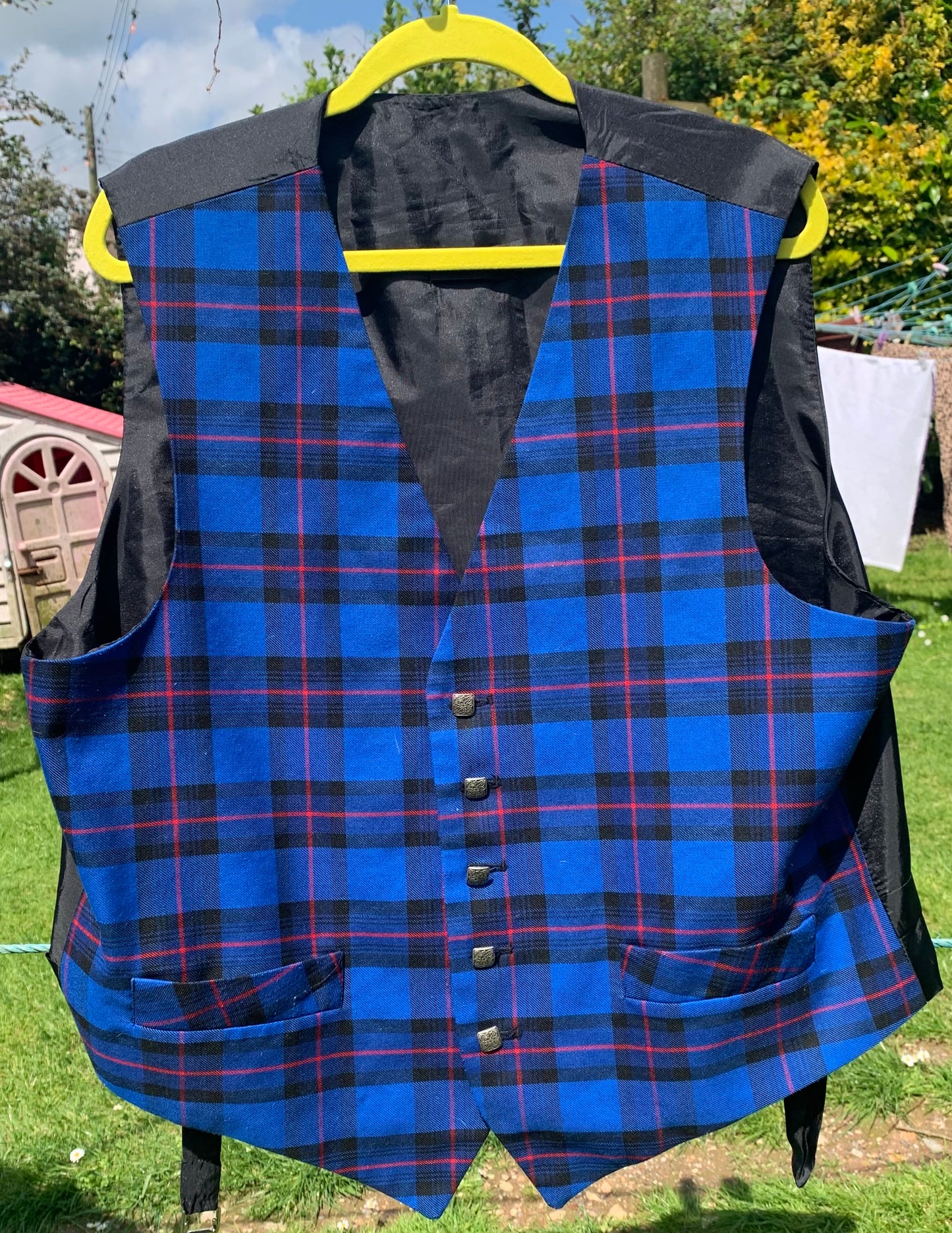 Blue tartan waistcoat Approx size 16/18