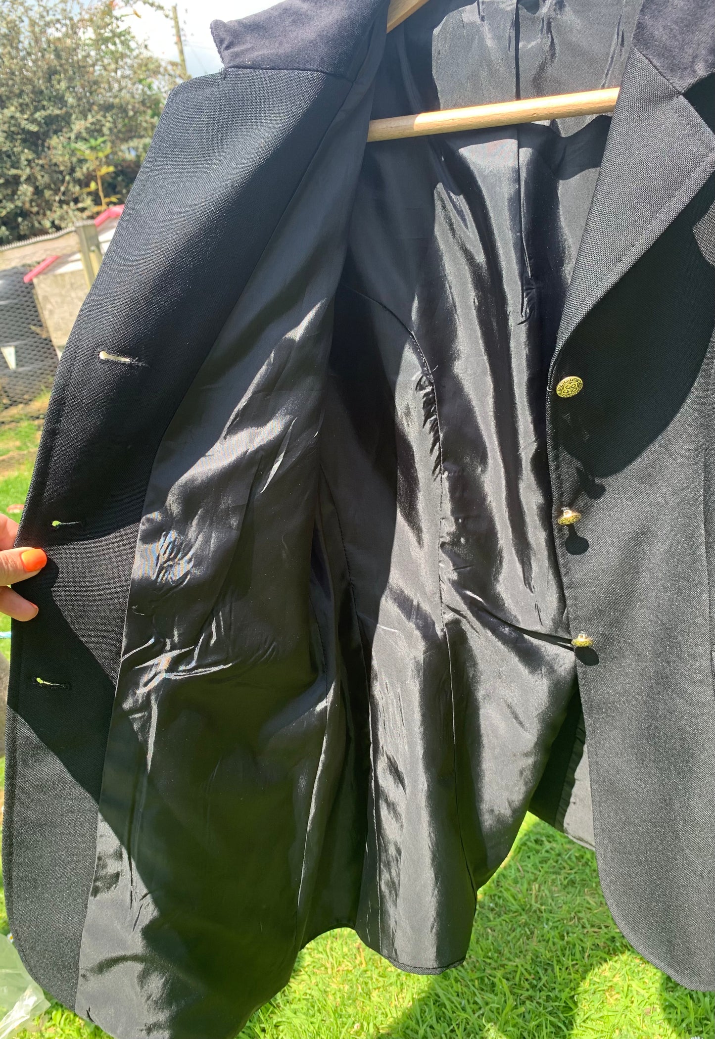 Shires cotswold black show jacket with velvet collar size 16