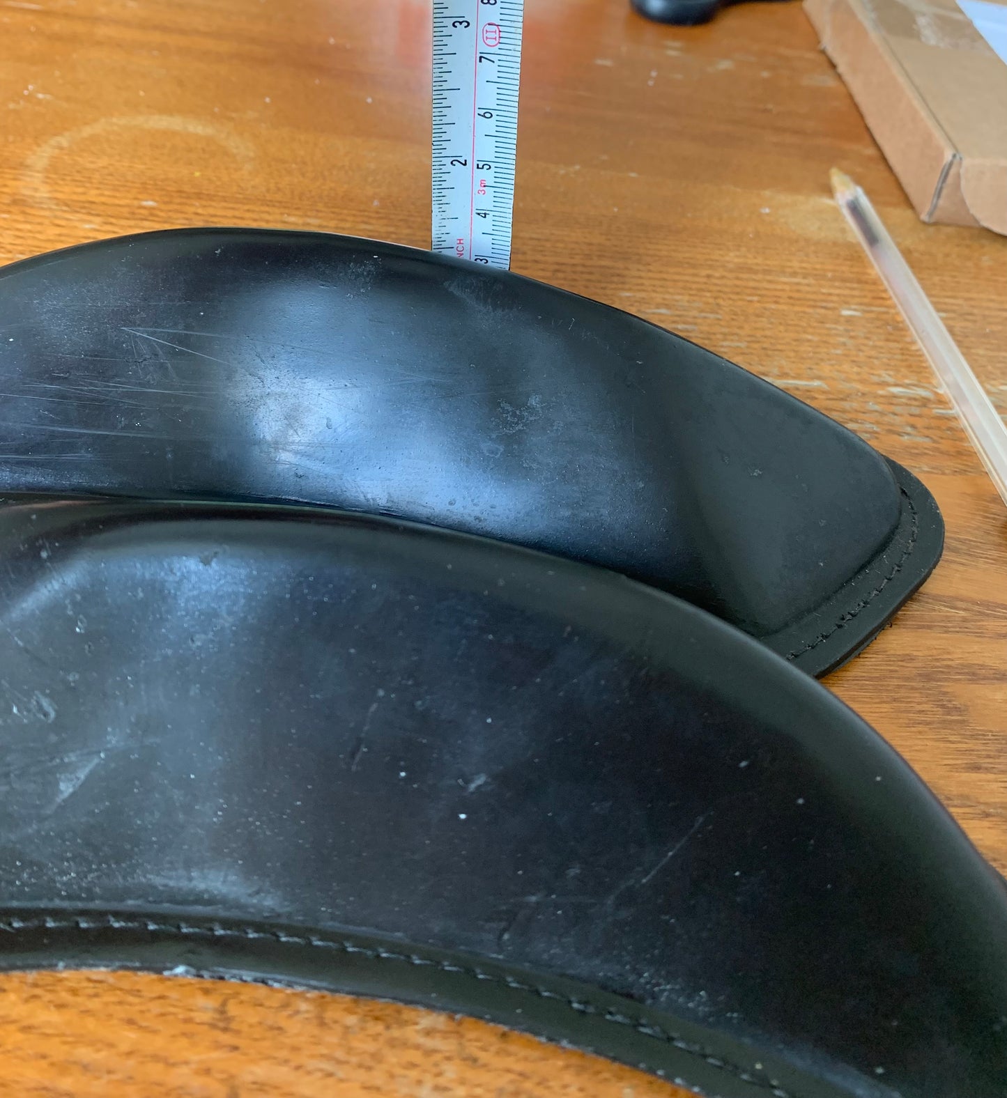 Black synthetic Velcro backed large chunky knee blocks