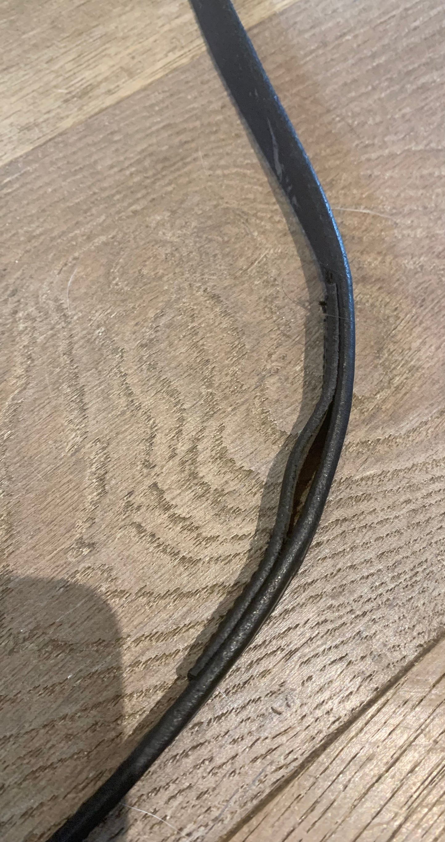 Black leather full size neck strap with loop