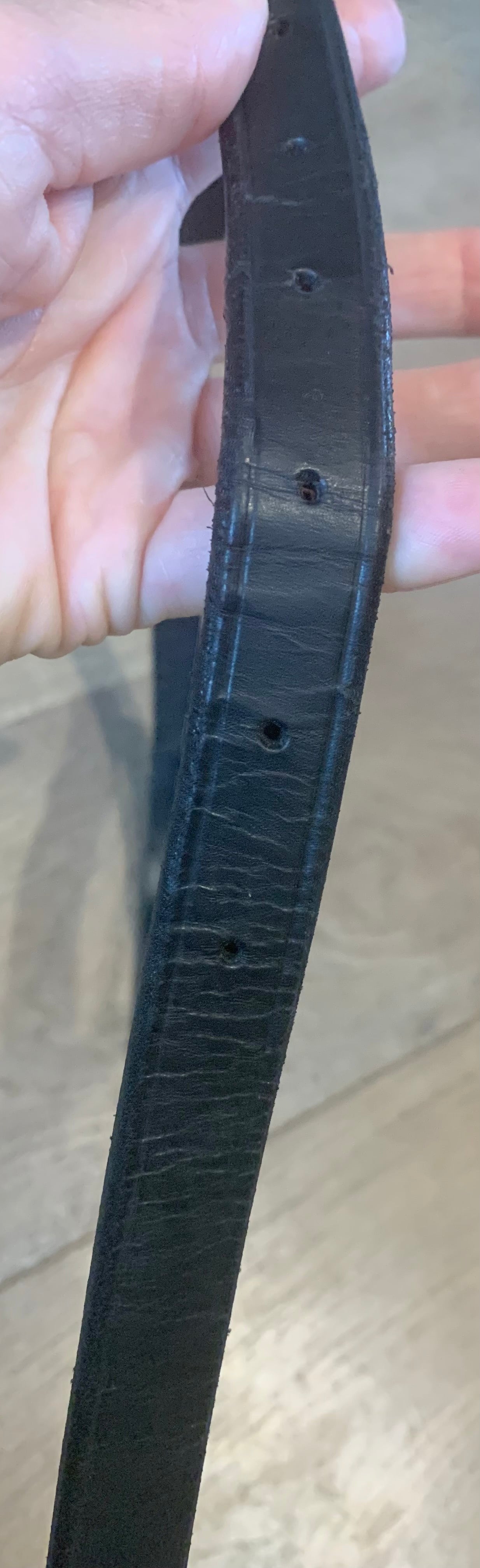 Black leather full size neck strap with loop