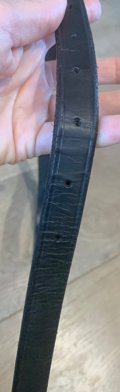 Black leather full size neck strap with loop