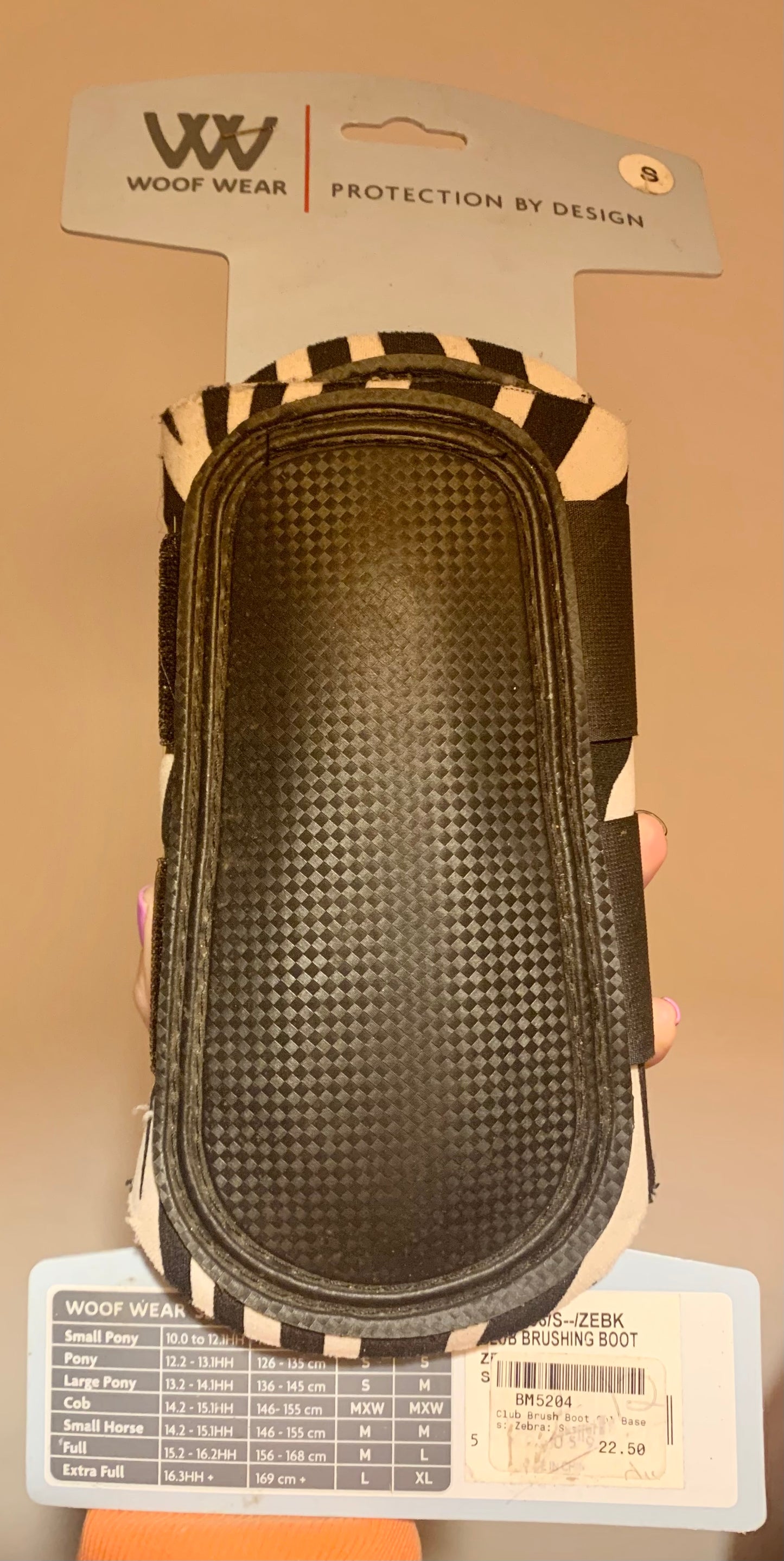New woofwear zebra print brushing boots size small