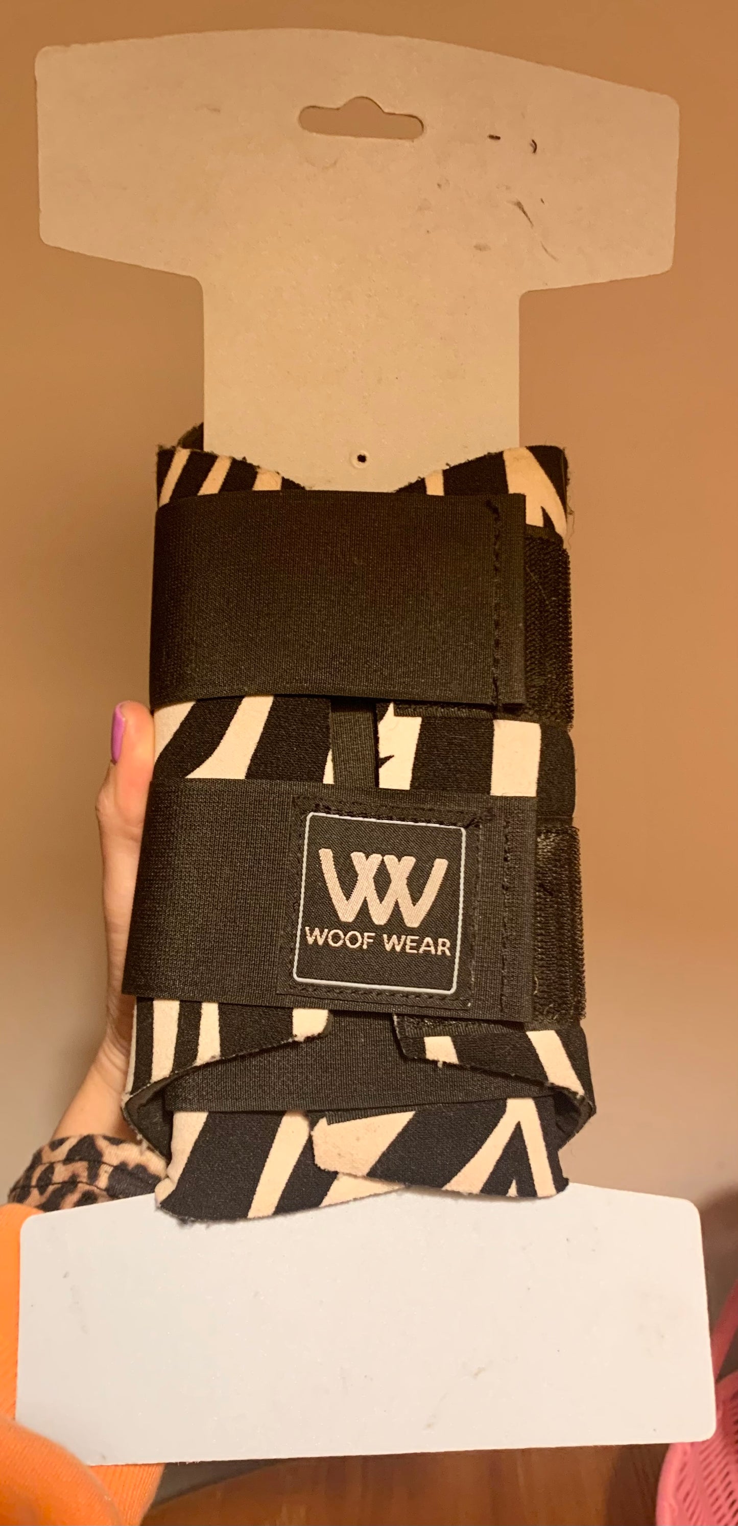New woofwear zebra print brushing boots size small
