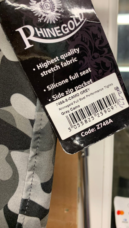New with tag Rhinegold Full Seat Camo Riding Tights size 8