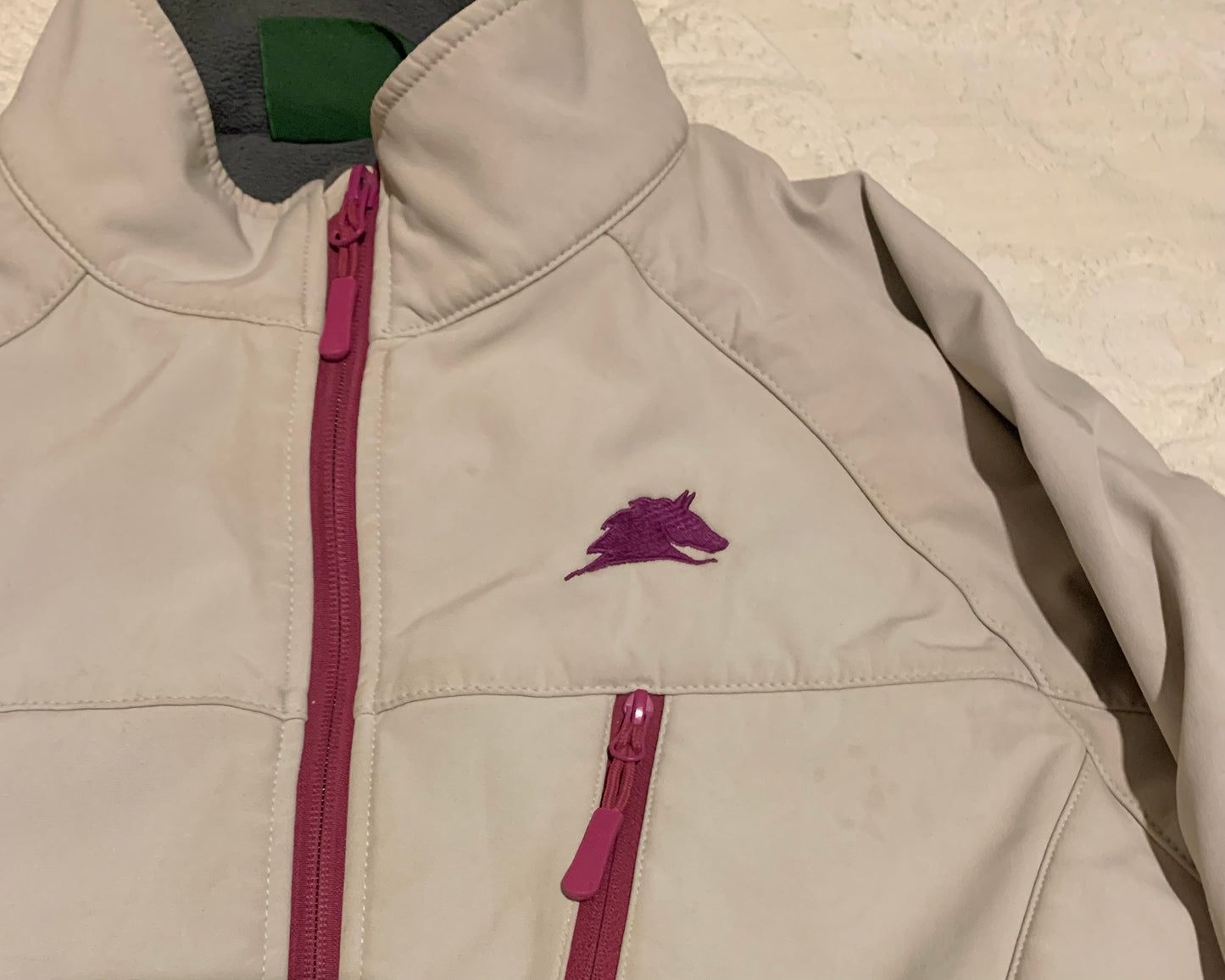 Taupe softshell fleece lined jacket size large