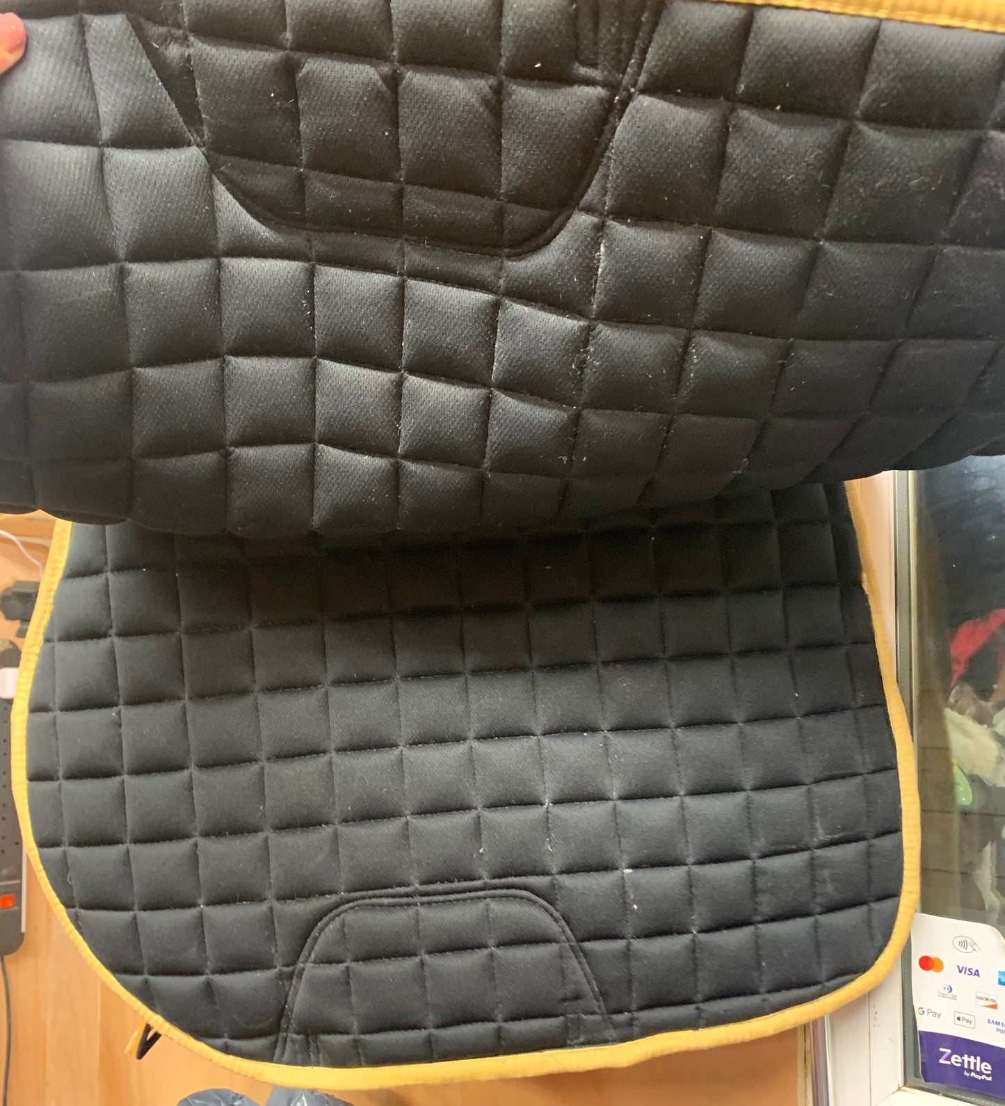 Size full gold satin saddle pad with matching ears