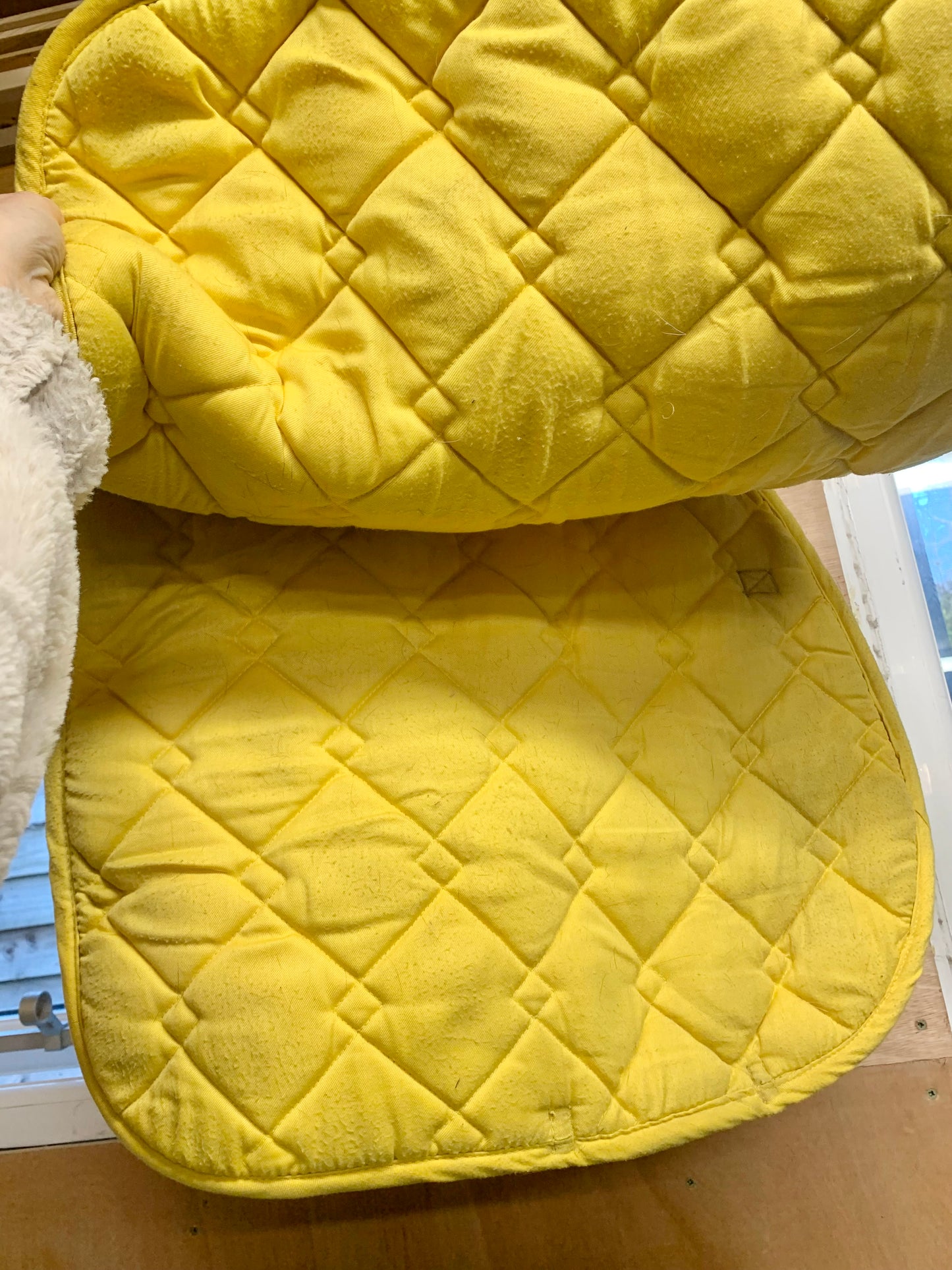 Rhinegold thick yellow saddle pad with diamanté detail cob size