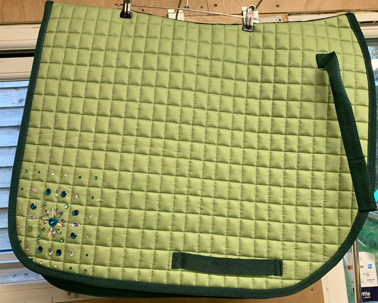 New Green with Diamanté detail saddle pad full size