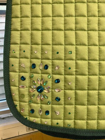 New Green with Diamanté detail saddle pad full size