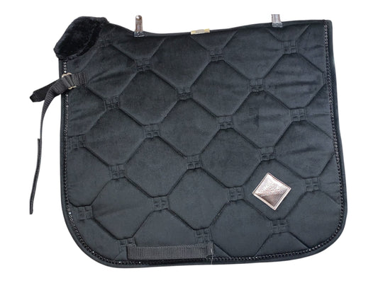 New with tag Horzehoods luxury black Velvet diamanté trim saddle pad cob size