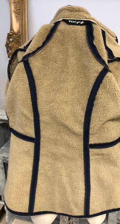 Ladies Toggi vegan suede sheep fur lining fitted jacket navy size small
