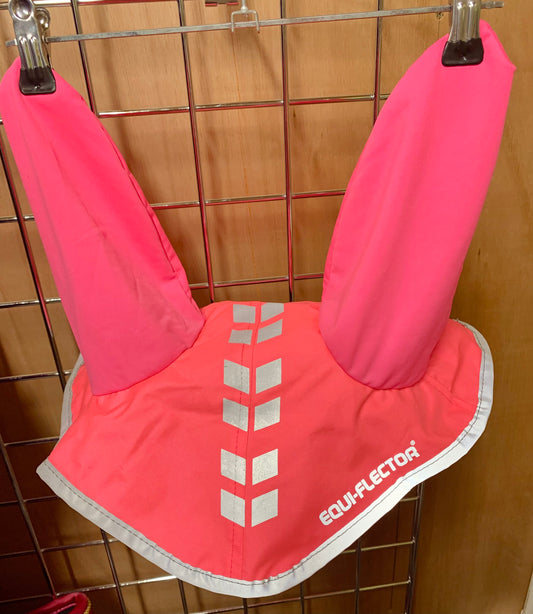 Shires pink cob size equiflector hi viz ears