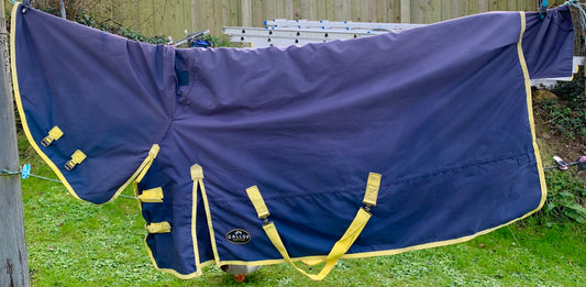 Washed & reproofed 6’0” yellow and blue gallop combo turnout medium weight