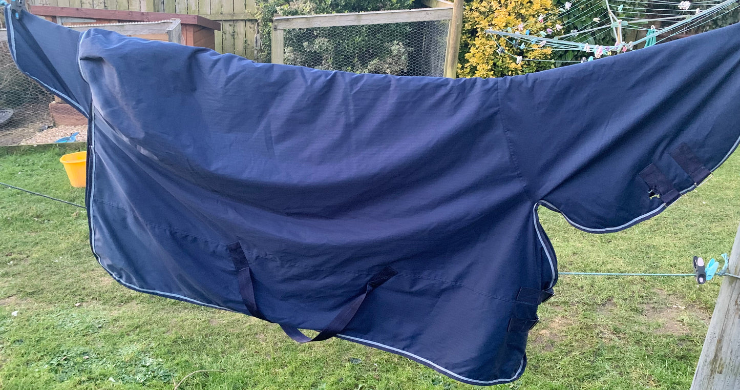 Professionally Washed and reproofed 6’0” Blue combo turnout rug approx 150g