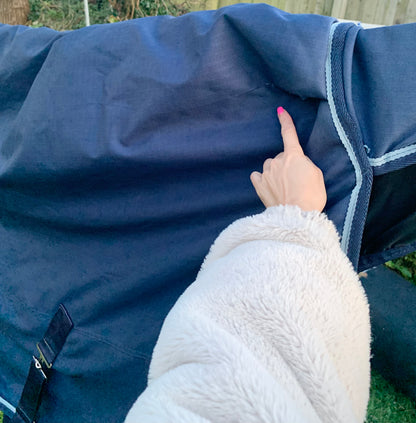 Professionally Washed and reproofed 6’0” Blue combo turnout rug approx 150g