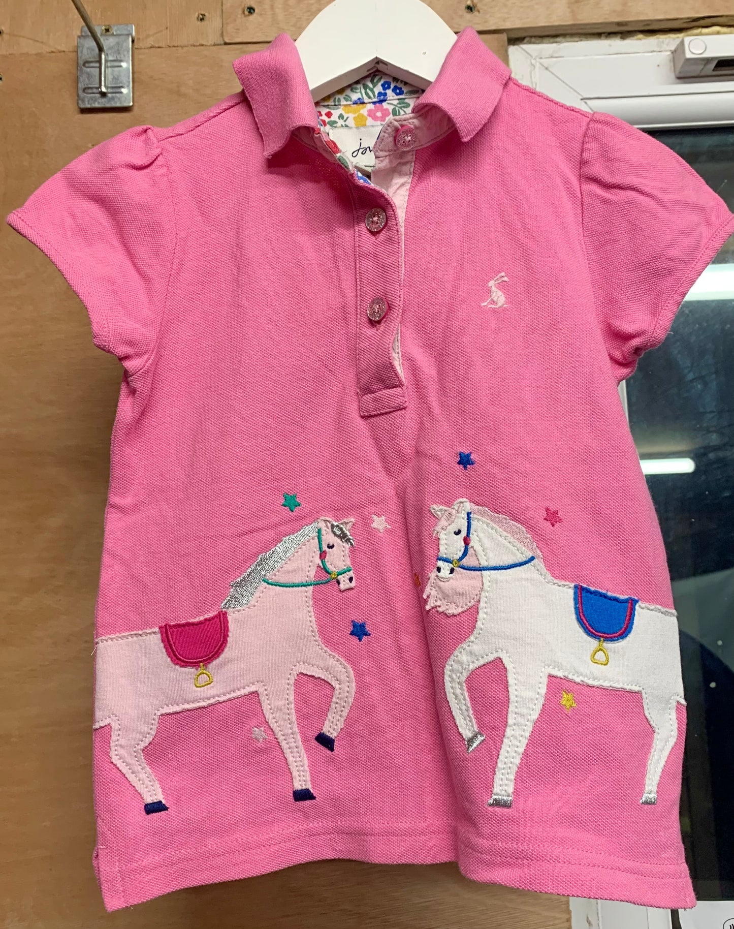 Joules pink kids polo top age 4 years