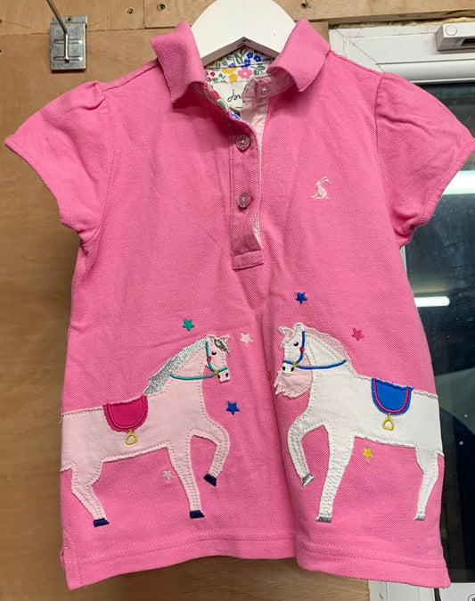 Joules pink kids polo top age 4 years