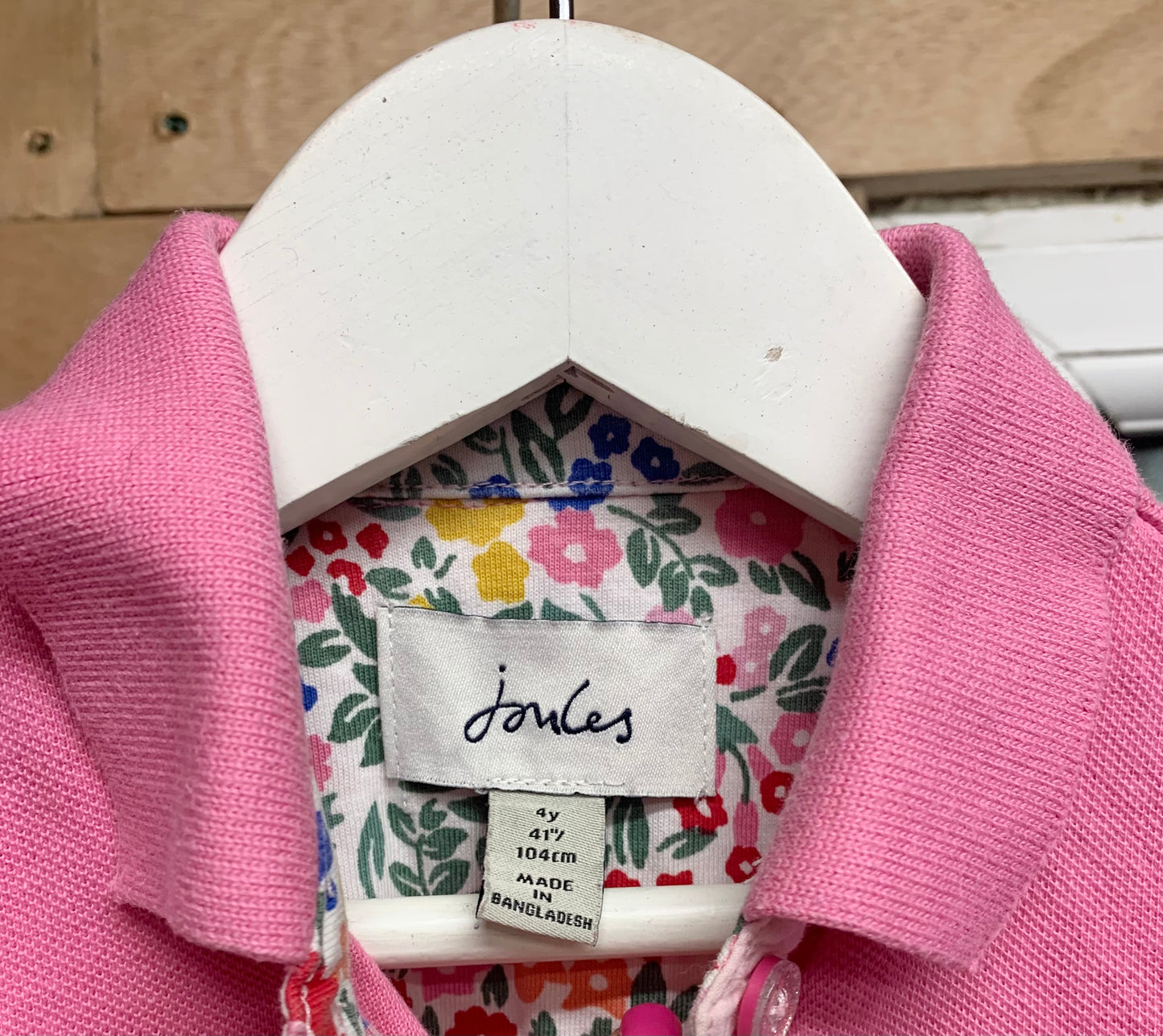 Joules pink kids polo top age 4 years