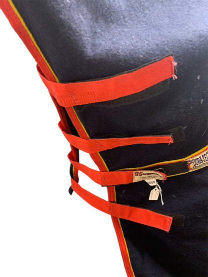 6’6 combo heavy wool stable rug navy and red